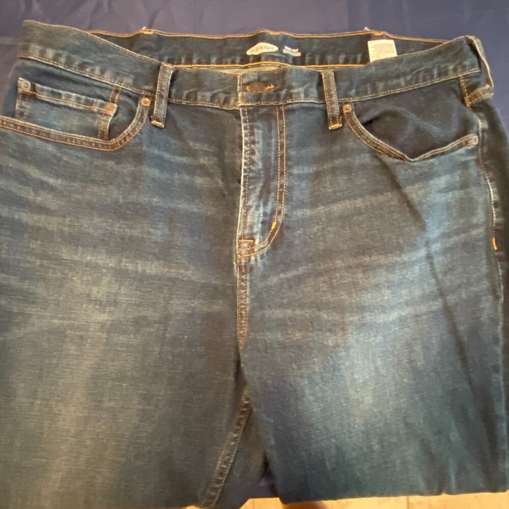 Old Navy Jeans Mens 38X32 Boot Cut Built In Flex Stretch Dark Wash Denim - Picture 4 of 7